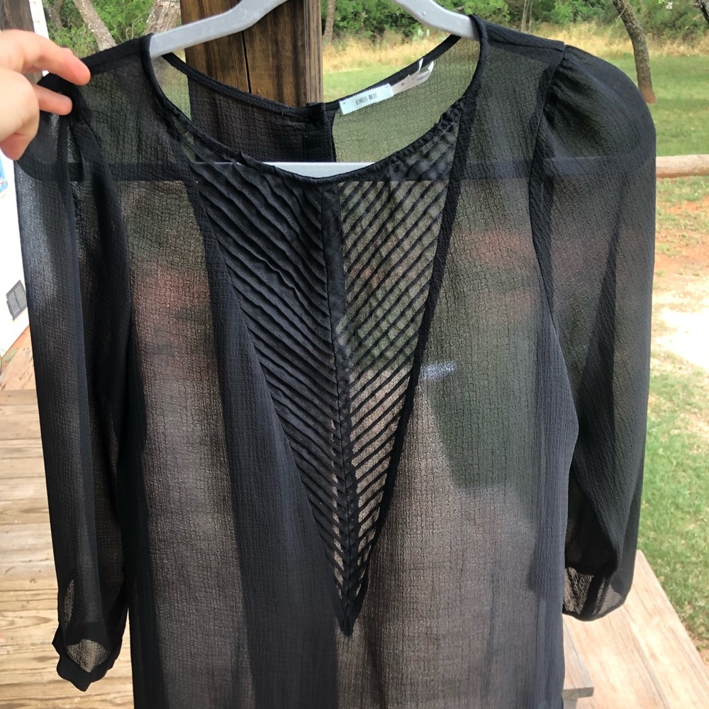 sheer black half sleeve shirt